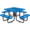 Global Industrial 46" Square Outdoor Steel Picnic Table, Expanded Metal, Blue