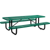 Global Industrial 8 ft. Rectangular Outdoor Steel Picnic Table, Expanded Metal, Green