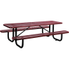 Global Industrial 8 ft. Rectangular Outdoor Steel Picnic Table, Expanded Metal, Red