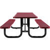 96 in. Rectangular Expanded Metal Picnic Table Red
																			