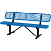 Global Industrial™ 6 ft. Outdoor Steel Bench with Backrest - Expanded Metal - Blue