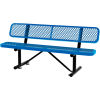 6 ft. Outdoor Steel Bench with Backrest - Expanded Metal - Blue
																			
