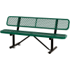 Global Industrial™ 6' Outdoor Steel Bench w/ Backrest, Expanded Metal, Green