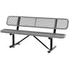 Global Industrial 6' Outdoor Steel Bench w/ Backrest, Expanded Metal, Gray