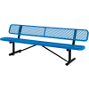 Global Industrial™ 8 ft. Outdoor Steel Bench with Backrest - Expanded Metal - Blue