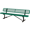 Global Industrial 8' Outdoor Steel Bench w/ Backrest, Expanded Metal, Green