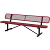 Global Industrial™ 8 ft. Outdoor Steel Bench with Backrest - Expanded Metal - Red