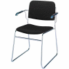 KFI Stack Chair with Arms and Sled Base - Black Fabric