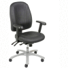 Interion® Multifunctional Office Chair with Arms - Leather - Mid Back - Black