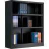 Interion® All Steel Bookcase 36" W x 12" D x 42" H Black 3 Openings