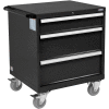 Global Industrial Mobile Modular Drawer Cabinet, 3 Drawers, w/Lock, 30"Wx27"Dx37"H, Black