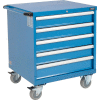 Global Industrial™ Mobile Modular Drawer Cabinet, 5 Drawers, w/Lock, 30"Wx27"Dx37"H, Blue