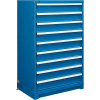 Global Industrial™ Modular Drawer Cabinet, 9 Drawers, w/Lock, 36"Wx24"Dx57"H, Blue