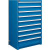 Global Industrial Modular Drawer Cabinet, 9 Drawers, w/Lock, 36"Wx24"Dx57"H, Blue