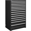 Global Industrial Modular Drawer Cabinet, 14 Drawers, w/Lock, w/o Dividers, 36"Wx24"Dx57"H BLK