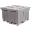 Forkliftable Bulk Shipping Container with Lid - 44"L x 44"W x 29-1/2"H, Gray