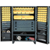 Durham Heavy Duty Work Bin Cabinet JCBDLP724RDR- Flush Doors - 4 Drawers 72 Yellow Bins 48 x 24 x 78
