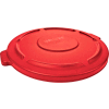 Flat Lid For 44 Gallon Round Trash Container - Red