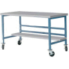 Mobile 72" X 36" Plastic Top Workbench - Blue