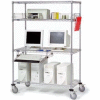 Nexel 4-Shelf Mobile Wire Computer LAN Workstation w/Keyboard Tray, 60"W x 24"D x 69"H, Chrome
