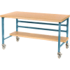 Mobile 60" X 30" Shop Top Workbench - Blue