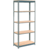 Global Industrial™ Heavy Duty Shelving Unit With 5 Wood Shelves, 48"W x 24"D x 84"H, Gray