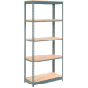 Global Industrial Heavy Duty Shelving Unit With 5 Wood Shelves, 48"W x 24"D x 84"H, Gray