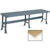 Global Industrial&#153; Production Workbench w/ Shop Top Square Edge, 144&quot;W x 36&quot;D, Gray