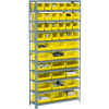 Global Industrial Steel Open Shelving - 28 YL 8-1/4x14-3/4x7 Stacking Bins 8 Shelves 36x12x73