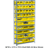 Global Industrial Steel Open Shelving - 10 Yellow Plastic Stacking Bins 8 Shelves 36 x 18 x 73