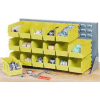 Global Industrial Louvered Bench Rack 36"W x 20"H - 18 of Yellow Premium Stacking Bins
