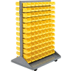 Global Industrial Mobile Double Sided Floor Rack - 192 Red Stacking Bins 36 x 54