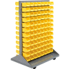 Global Industrial™ Mobile Double Sided Floor Rack - 192 Yellow Stacking Bins 36 x 54