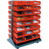 Global Industrial&#153; Mobile Double Sided Floor Rack - 48 Red Stacking Bins 36 x 54