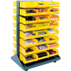 Global Industrial Mobile Double Sided Floor Rack - 24 Yellow Stacking Bins 36 x 54