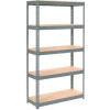 Global Industrial Extra Heavy Duty Shelving 48"W x 24"D x 84"H With 5 Shelves, Wood Deck, Gry