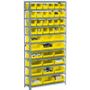 Global Industrial™ Steel Open Shelving - 16 Yellow Plastic Stacking Bins 5 Shelves - 36x12x39