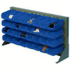 Louvered Bench Rack 36"W x 20"H With 22 of Blue Premium Stacking Bins