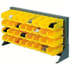 Global Industrial Louvered Bench Rack 36"W x 20"H - 22 of Yellow Premium Stacking Bins