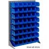 Singled Sided Louvered Bin Rack 35"W x 15"D x 50"H with 42 of Blue Premium Stacking Bins