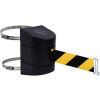 Tensabarrier Safety Crowd Control, Clamp Mount Barrier, Black With 24' Black/Yellow Retractable Belt