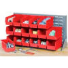 Global Industrial&#153; Louvered Bench Rack 36&quot;W x 20&quot;H - 22 of Red Premium Stacking Bins