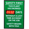 Digital Safety Scoreboard Sign - Safety First, This Plant, Lost Time
