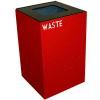 Steel Recycling Container with Waste Disposal Opening - 24 Gallon Capacity Red - 24GC03-SC