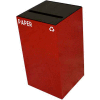 Steel Recycling Container with Paper Slot Opening - 28 Gallon Capacity Red - 28GC02-SC