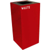 Steel Recycling Container with Waste Disposal Opening - 32 Gallon Capacity Red - 32GC03-SC