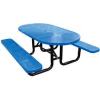 72" Oval Perforated Metal Surface Mount Picnic Table - Blue