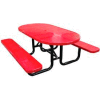 72" Oval Perforated Metal Surface Mount Picnic Table - Red