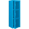 Pucel Heavy Duty Extra Wide Vented Steel Locker Triple Tier 24x24x74 3 Door Blue