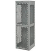 Pucel Heavy Duty Extra Wide Vented Steel Locker Double Tier 18x18x75 2 Door Gray